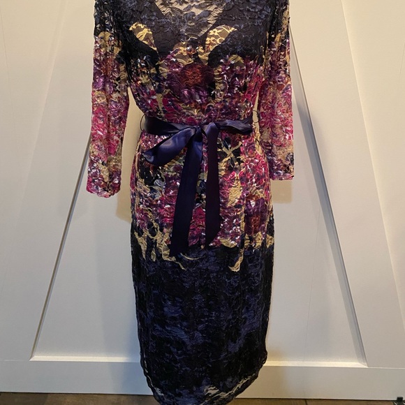 Gorgeous multi colored lace dress size 12 - Picture 2 of 6